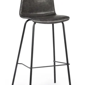 Set di 2 sgabelli KYRA in similpelle antracite e gambe in acciaio nero